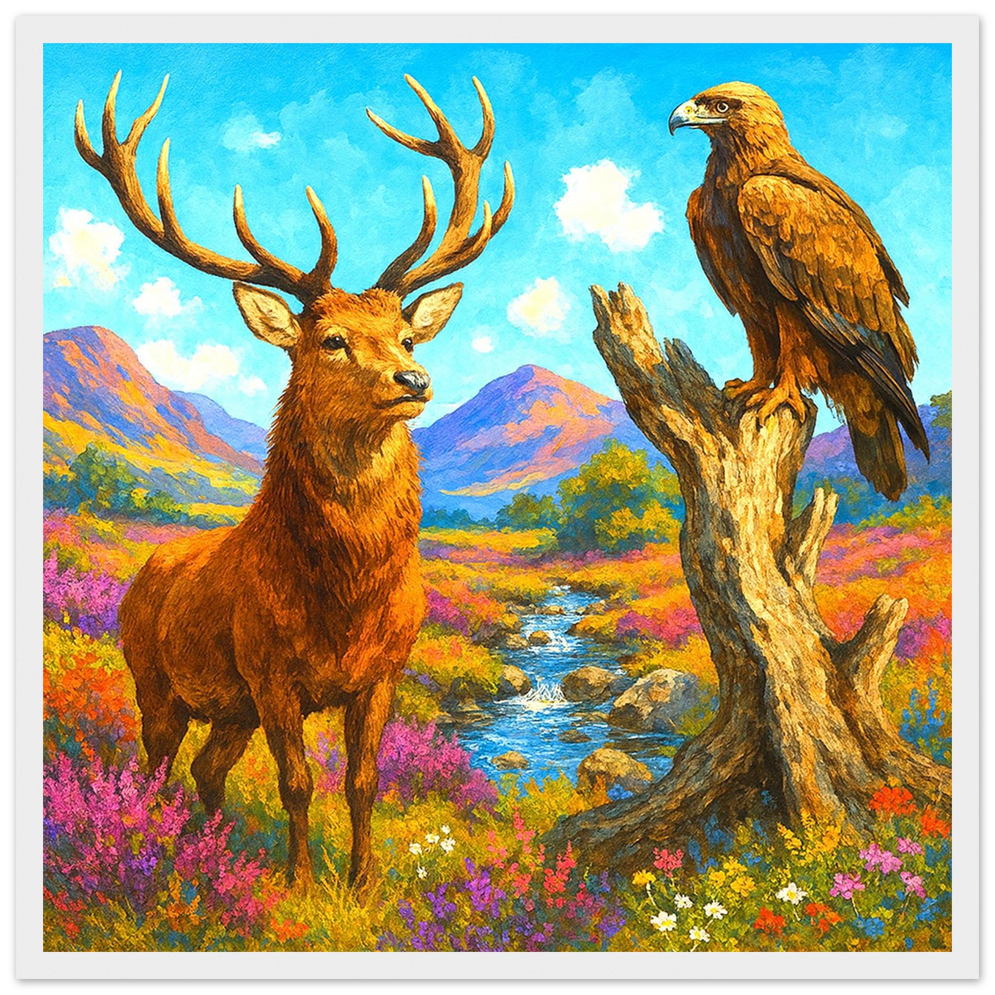 Stag and Eagle Framed Wall Art